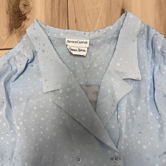 NWT Vintage 70s 80s NEIMAN MARCUS Deadstock 100% Silk Collared Sailor Blouse 8 - Picture 8 of 10